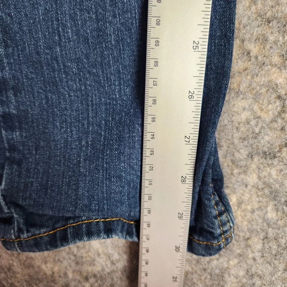 Levis 513 Slim Straight Jeans Men 28x30 Blue Dark Wash Denim Faded Whiskers
